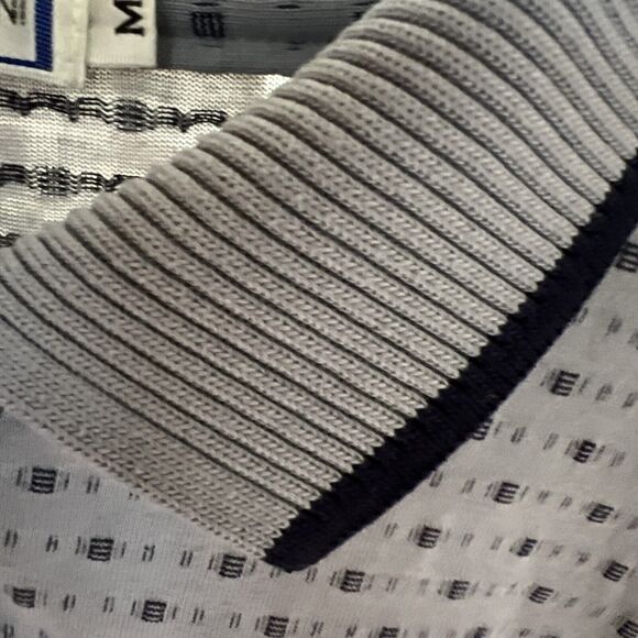 Vtg Yves Saint Laurent Polo Shirt Men's Sz M 100% Cotton Blue Gray Geometric - Picture 7 of 16